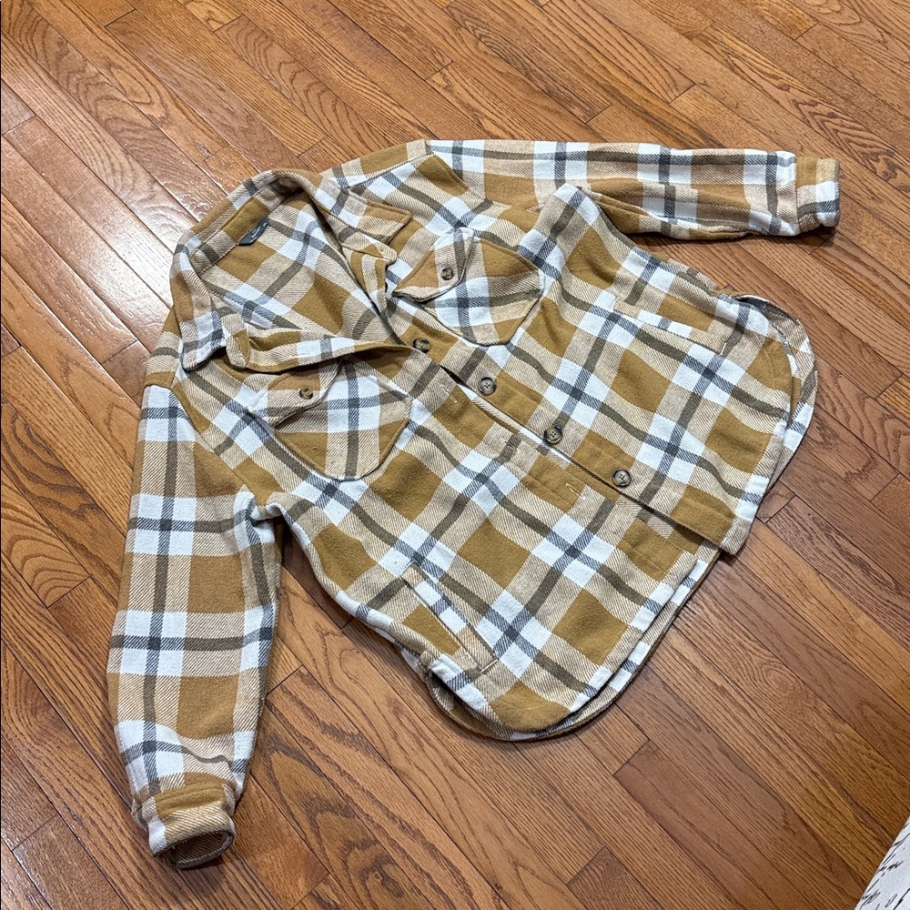 Mustard Plaid Button-Up Shacket - Picture 3 of 7